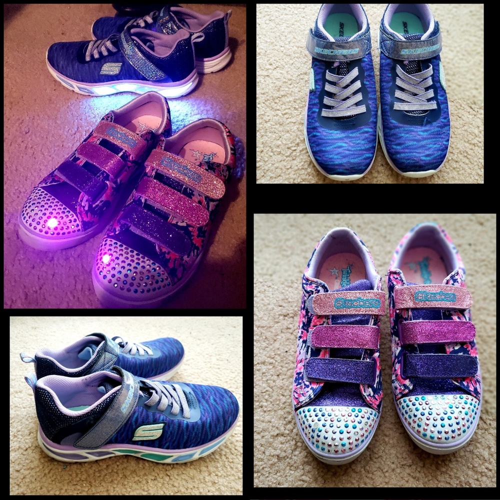 2 Like New Twinkle Toes/Sketchers Girls Shoes